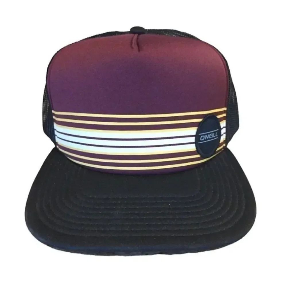 Quiksilver and O'Neill Striped Snapback Trucker‎ Beach Hats Bundle Of 2